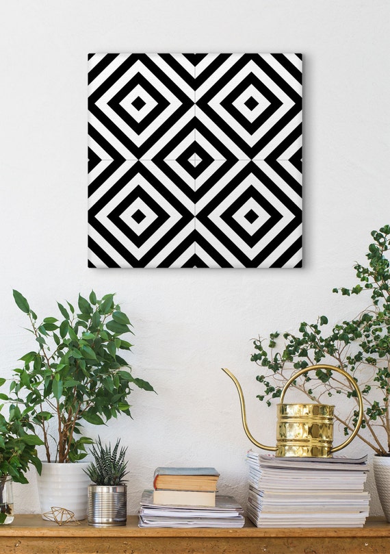 Minimalist Wall Art Black And White Geometric Print Ceramic