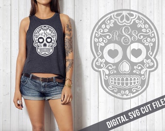 PERSONALIZED Sugar Skull SVG Cutting File Vinyl Cutting Decal for Wine Glass TShirt Mug SVG files Silhouette Cameo Cut Files Svg Cut Files