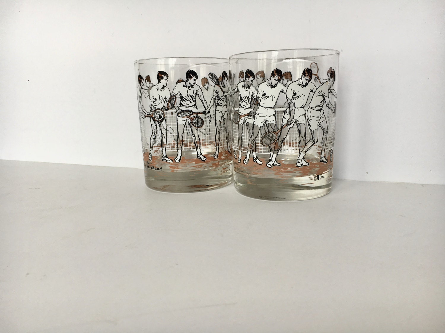 Two Vintage Double Old Fashioned Glasses From Cera Glass Cora W in Vintage Old Fashioned Glasses for Your choice