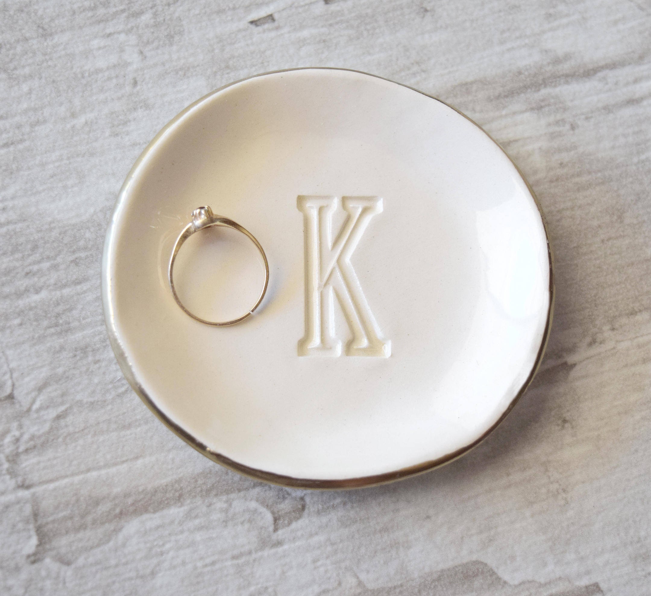 PERSONALIZED RING DISH initial letter ring plate monogram