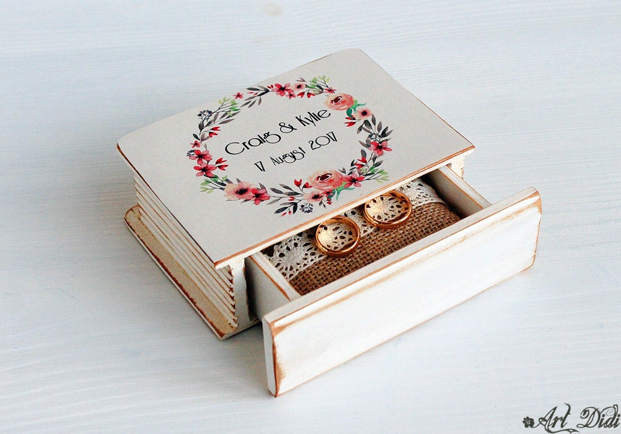 Wreath wedding ring box wedding box ring bearer box wreath