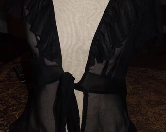 SALE Womens Black Sheer Top Blouse Goth Small Medium