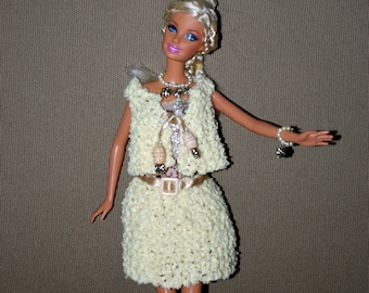 Beige coat for Barbie - knit -fashion royalty