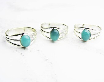 Amazonite Silver Ring, Adjustable Ring, Gemstone Ring, Silver Ring, Amazonite Gemstone, Green Rings, Mother's Day Gift