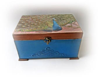 Peacock Wedding Box Peacock Card Box Peacock Money Box Peacock Chest Personalized Peacock Card Holder Antique Chest Gift for Couple