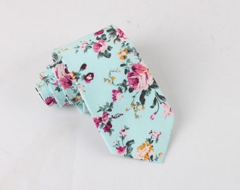 Turquoise Floral Skinny Tie 2.36 - floral ties, Floral skinny ties, prom, wedding , gift, Vintage, retro, gifts for him, anniversary