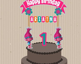 Trolls Cake Topper, Trolls Birthday, Trolls Party, Custom Cake Topper, Trolls Cake, Printable Cake Topper,, Trolls Banner