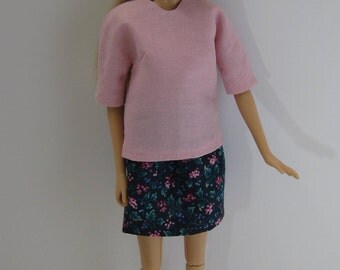 Barbie Doll Pink Top and Blue Mini Skirt