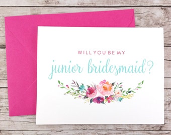 Will You Be My Junior Bridesmaid Card, Bridesmaid Proposal Card, Floral Bridesmaid Card, Wedding Card, Bridesmaid Gift - (FPS0021)