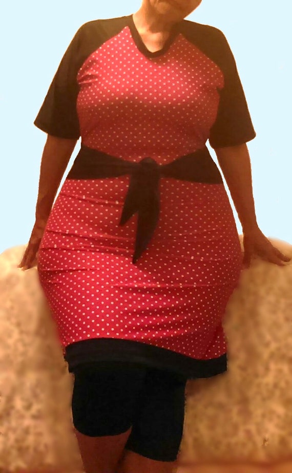 Plus Size Long Swim Dress with Belt & Leggins Modest