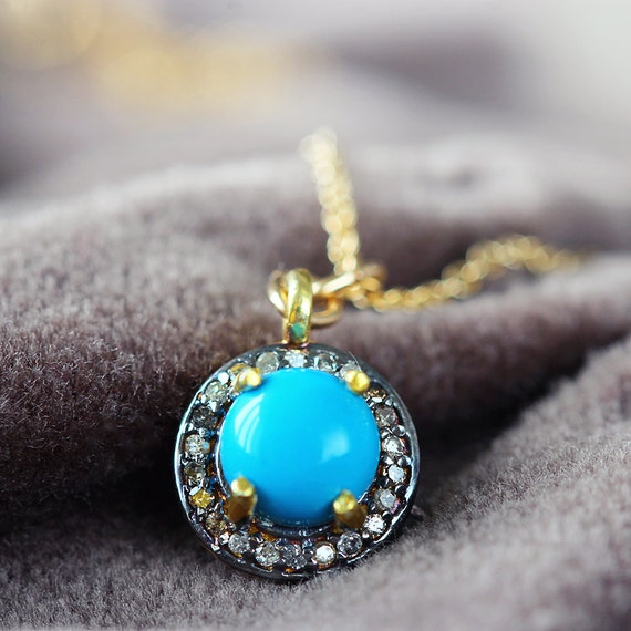 Diamond Pave & Turquoise Necklace