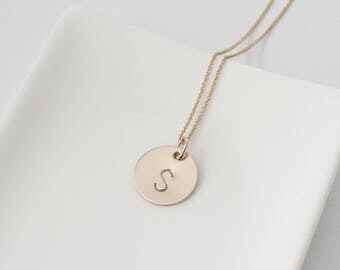 Initial Disc Necklace - Large 5/8" Gold Initial Necklace - Silver Initial Necklace - Personalized Pendant Necklace - Letter Necklace