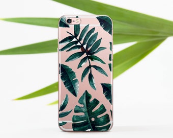Tropical Leaves iPhone SE Case Clear iPhone 6 Case Summer Tropics iPhone 6 Plus Clear Case Leaves iPhone 6s Clear Case iPhone 5s 696D1_069