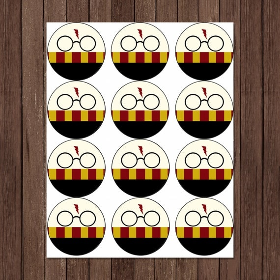 Harry Potter Birthday Cupcake toppers // Stickers // Circles