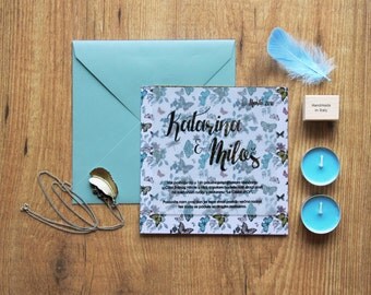 Butterfly garden Wedding invitation/ SAMPLE SET