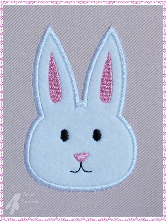 Applique Bunny Face Machine Embroidery Design Pattern for 4x4