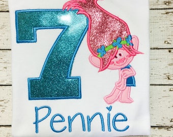Poppy Birthday Shirt / Trolls birthday shirt / Personalized Birthday shirt / troll shirt