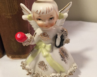 Lefton September angel - vintage birthday angel - vintage Lefton angel - Lefton birthday angel - birthday gift, baby gift - vintage figurine