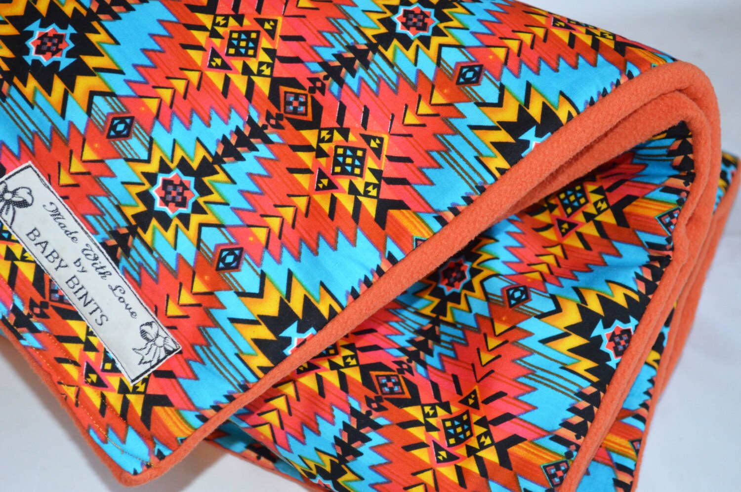 Aztec baby blanket Etsy Aztec baby quilt Orange baby quilt