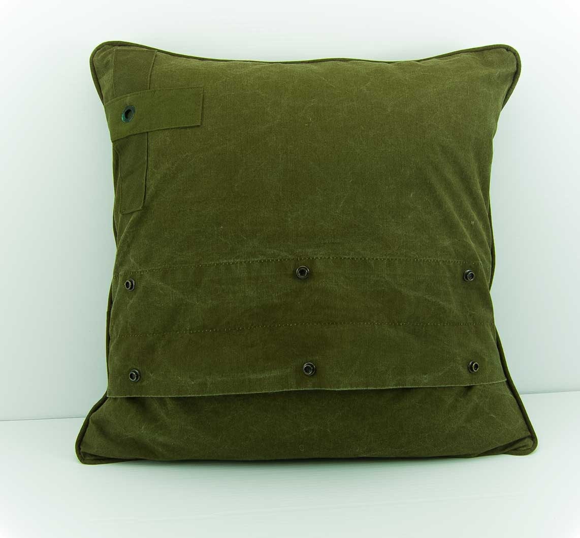 Vintage Military USGI Olive Green Canvas Pillow Cover 22 x 22