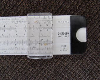 Vintage Dietzgen No. 1767 Slide Rule With Case Free Shipping