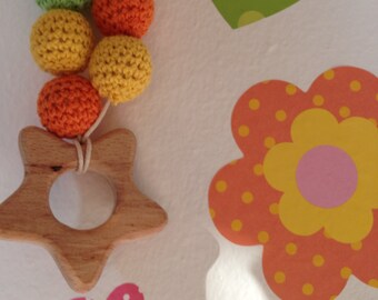 Collana Allattamento Teething Necklace Newborn Baby with Toy Babywearing Nursing Breastfeeding Eco friendly wooden chewable Montessori gift