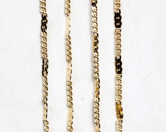 2539_Gold curb chain 1.3 mm, Curb link chain, Curb chain gold, Flat curb chain, Jewelry meter chain, Gold plated chain for jewelry making_1m