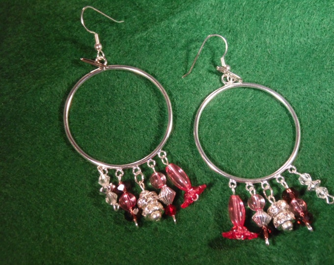 Hoop Silver Earrings with Charms