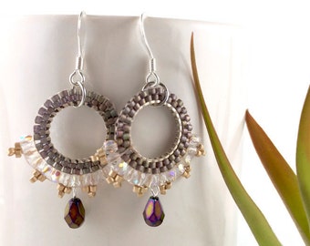 Beaded Dangle Earrings/ Dangle Earrings/ Beadwork/ Beaded Jewelry/ Bead Earrings/ Seed Bead Earrings/ Beadwoven Earrings/ Fashion Earrings