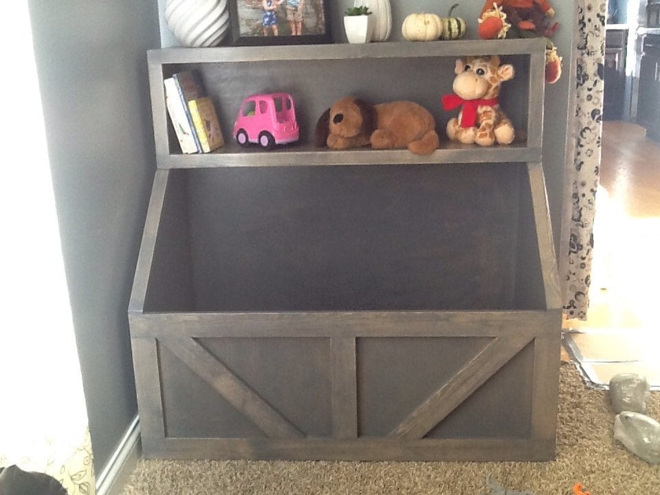 Wood toy chest. Wood storage toy shelf toy storage wood