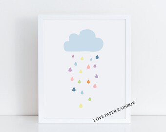 cloud print, nursery print, nursery wall art, kids bedroom print, pastel bedroom, nursery art, nursery printable, raincloud, cloud art