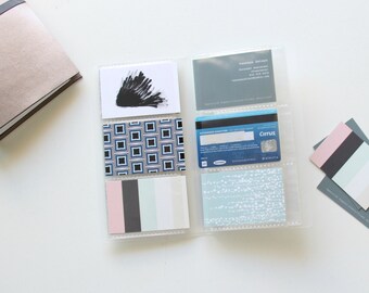 Travelers Notebook Wallet Cardholder Insert. Midori wallet insert / 30 sleeves, holds up to 60 cards,Midori Travelers Notebook wallet insert