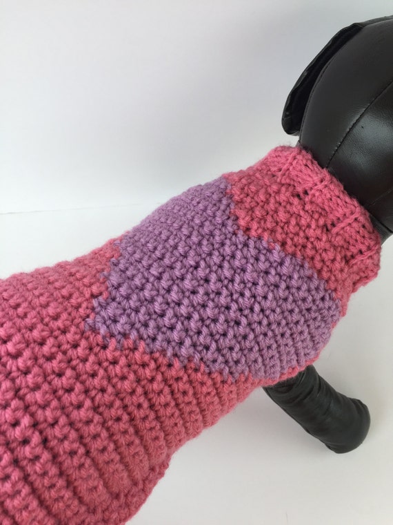 Vday Dog Sweater Crochet Pet Sweater Valentines Day Heart