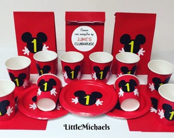 Personalized Mickey Mouse Birthday Party Package, Mickey Mouse Birthday, Mickey Mouse Cups, Plates, Favor Bags, Mickey Mouse Clubhouse