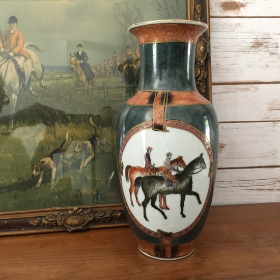 Vintage Vase Hand Painted Porcelain Horse by VivaTerraVintage