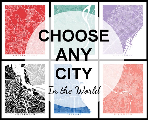 Custom City Map Art Choose Any City in the World Travel