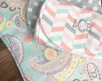 Baby shower gift Baby Burp Cloth Girl Burp Cloth Bamboo Burp Cloths baby girl gift Trendy burp cloths baby girl shower gift Modern burp
