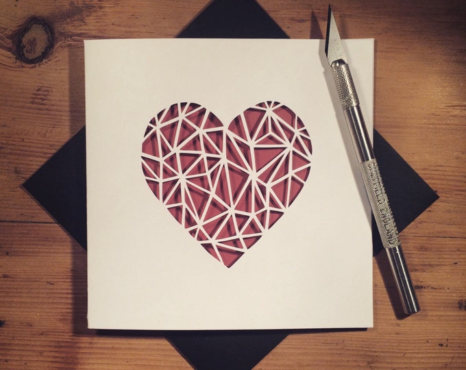 Geometric Card,Engagement Card,Wedding Card,Greeting Card,Cut Out Card,Valentines Card,Valentine,Anniversary Card, Hand Cut Greeting Cards