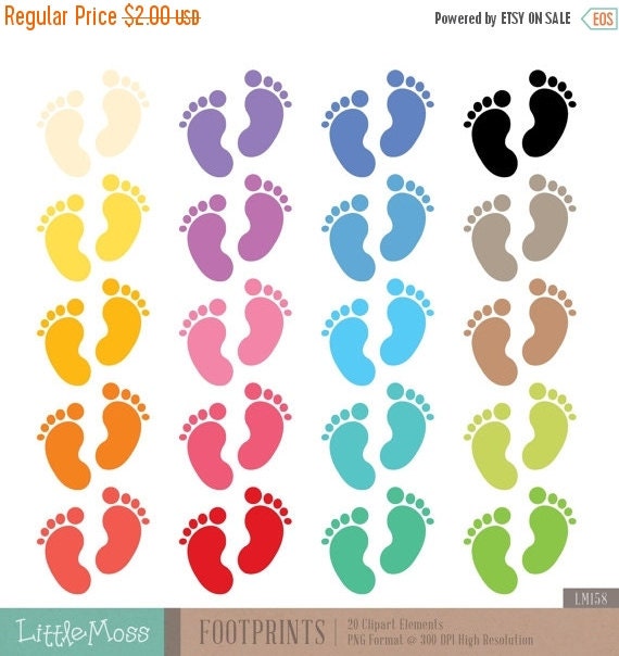 30% OFF SALE Footprints Digital Clipart by LittleMoss on Etsy