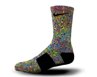 Custom Nike Elite Socks KD LeBron Kobe All Sizes HoopSwagg GRAFFITI