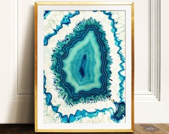 Agate art,Minimalist art PRINTABLE art,teal aqua turquoise,nature print,nursery print,nursery wall art,modern print,minimalist print