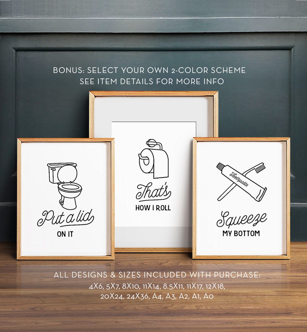  Funny  wall art  Bathroom  art  PRINTABLE art  Set of 3