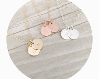 Initial Necklace | Monogram Necklace | Double Pendant Necklace | Double Custom Charm Necklace | Anniversary Gift | Bridesmaid Gift