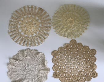 Vintage Large Size Doilies, Set of Four