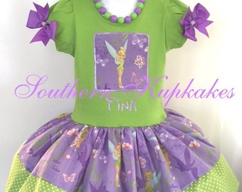 Disney TINK TINKERBELL Inspired 2pc. Twirl DRESS Custom All Sizes Available Boutique Pageant Birthday Party Vacation Land World Costume
