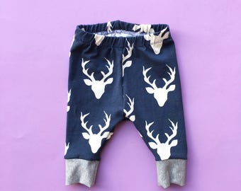 SALE deer print baby leggings, baby boy leggings, toddler boy leggings, deer print, navy leggings
