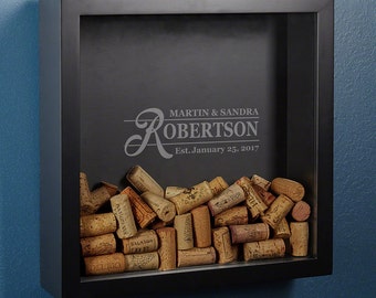 Custom Wine Cork Holder Shadow Box - Features the Claremore Design - Perfect Way to Display Wine Corks