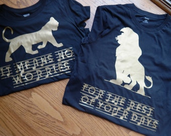 Disney Lion King Inspired Nala and Simba shirt SET; Adult disney lion king shirt set; Adult Lion King Silhouette t-shirt set
