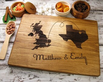 Personalized Map Engraved Board, Personalized Map Cutting Board States Countries Gift for Couple Wedding Gift Personalized Wedding Gift