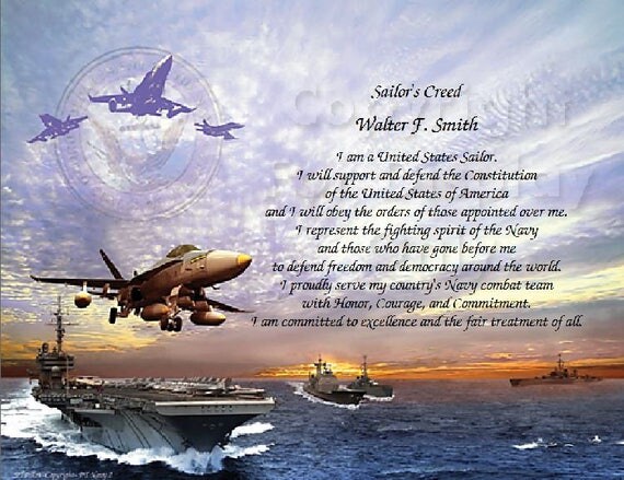 U.S. Navy Sailor's Creed Personalized Print